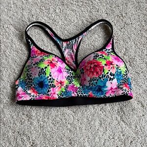 PINK Victoria's Secret Vibrant Pink and Blue Sports Bra